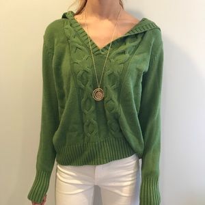Green V-Neck Sweater